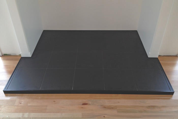 Matt black, wall hearth, black metal trim